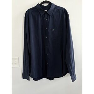 Lacoste Men's Slim Fit NavyBlue Long Sleeve Button Down Shirt SzXL